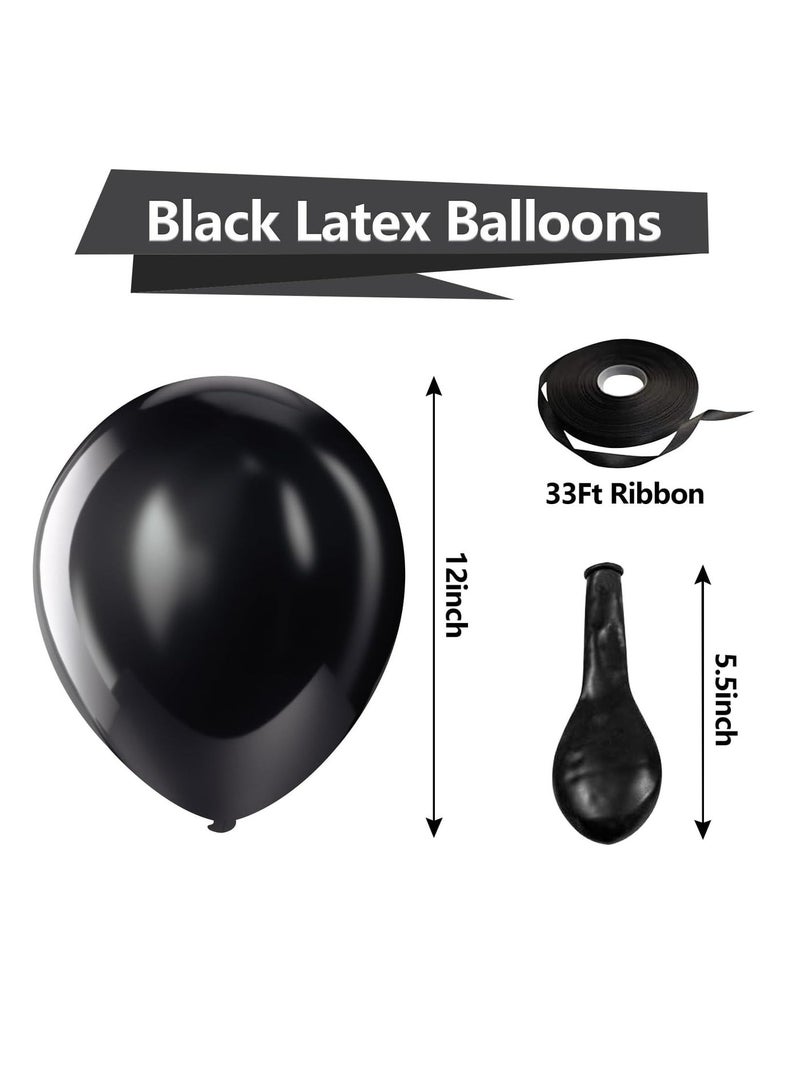 MIXDE Black Balloons Latex Party Balloons - 100 Pack 12 inch Round Helium Balloons for Black Themed Wedding Graduation Anniversary Birthday Party Decorations, Party Supplies - Image 4