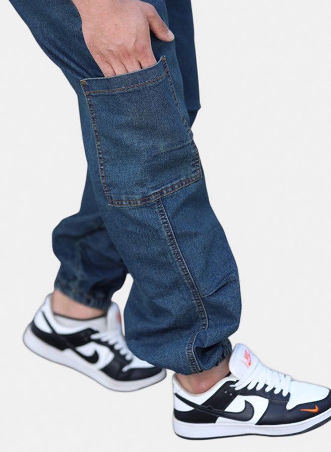 EGY WEAR Men's washed blue Sarouel Jeans - Image 2
