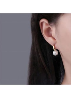 LOOPITYS Women's 18K Gold Plated Pearl Hoop Earrings Gold Hug Earrings Small Hoop Earrings Lightweight Small Gold Hoop Earrings for Women/Girls  - Image 3