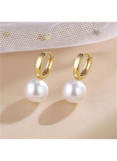 LOOPITYS Women's 18K Gold Plated Pearl Hoop Earrings Gold Hug Earrings Small Hoop Earrings Lightweight Small Gold Hoop Earrings for Women/Girls  - Image 4