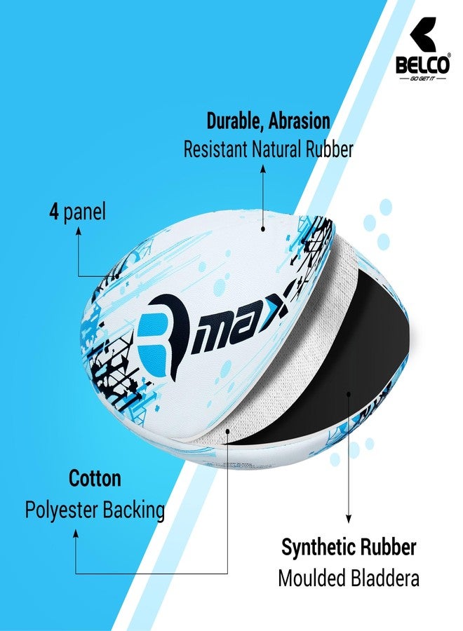 Belco Sports RUGSTAR Blue 3Ply Synthetic Rubber Top Grade Rugby Ball Size 5 - Image 3