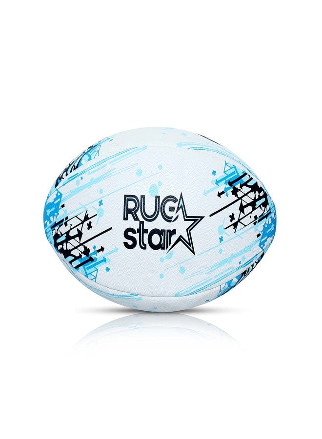 Belco Sports RUGSTAR Blue 3Ply Synthetic Rubber Top Grade Rugby Ball Size 5 - Image 1