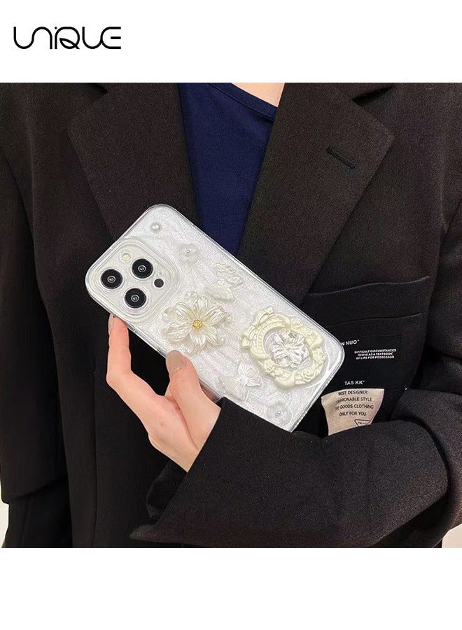 Unique For iPhone 16 Pro Case - 3D Camellia White Photo Frame Shiny Phone Case - Clear Phone Case - TPU Drop Protection - Image 2