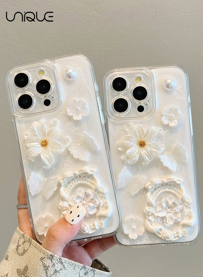 Unique For iPhone 16 Pro Case - 3D Camellia White Photo Frame Shiny Phone Case - Clear Phone Case - TPU Drop Protection - Image 4