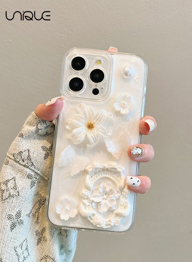 Unique For iPhone 16 Pro Case - 3D Camellia White Photo Frame Shiny Phone Case - Clear Phone Case - TPU Drop Protection - Image 5