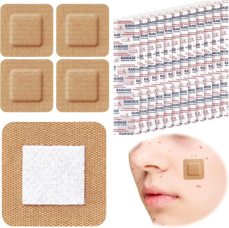 Marsui 200 Pcs Adhesive Spots Bandages Square Tan Adhesive Bandages Flexible Non Latex Knuckle Fingertip for Small Incisions Wound Care Discreet First Aid and Hides Skin Spots1 - Image 1