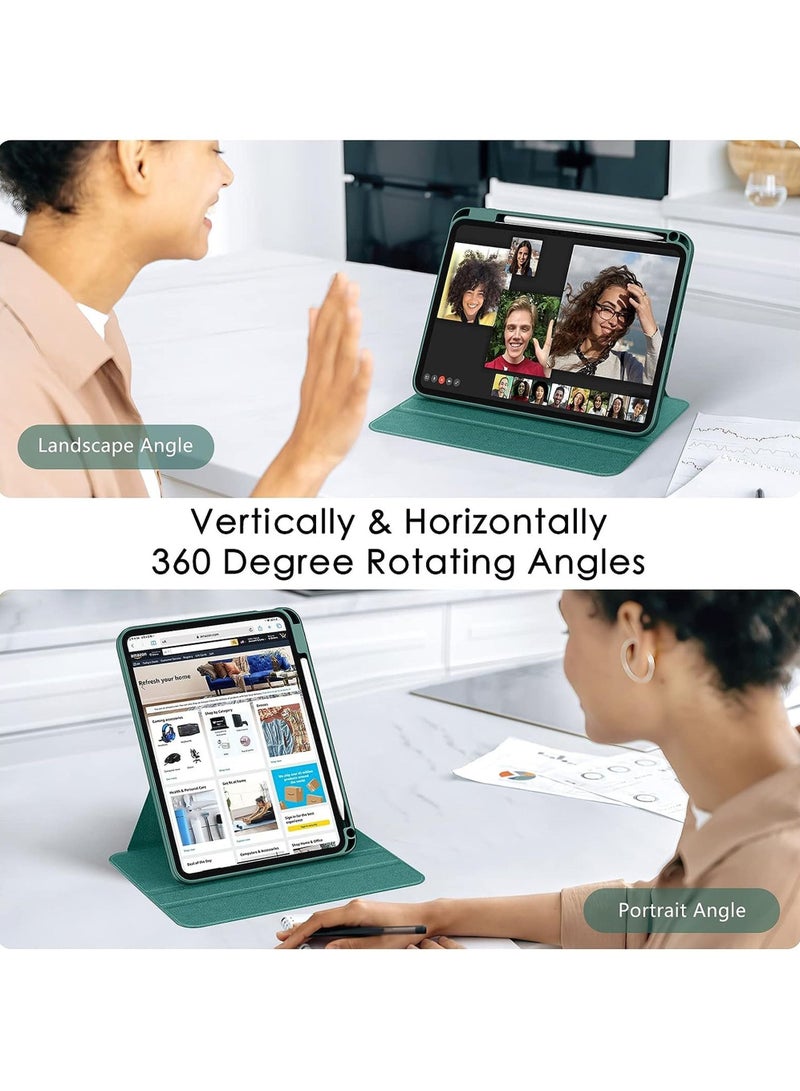 روك بو جراب دوار لجهاز iPad Air 11 بوصة (M3/M2) 2025/2024، جراب iPad Air 5 10.9 بوصة (2022)/Air 4 10.9 بوصة (2020) مع حامل قلم رصاص، حامل ثلاثي الطيات، غطاء مقاوم للصدمات يدور 360 درجة، ظهر شفاف، تنبيه/سكون تلقائي - Image 3