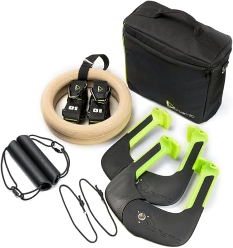 Duonamic Eleviia Ultimate Pullup Travel Package: 9-Piece Kit Includes The Original Eleviia Doorway Pullup Bar System, Wooden Rings and Travel Straps, and Super Compact Travel Bag - Image 1