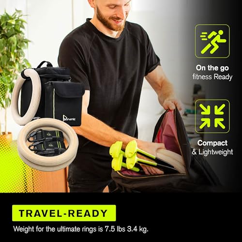 Duonamic Eleviia Ultimate Pullup Travel Package: 9-Piece Kit Includes The Original Eleviia Doorway Pullup Bar System, Wooden Rings and Travel Straps, and Super Compact Travel Bag - Image 4
