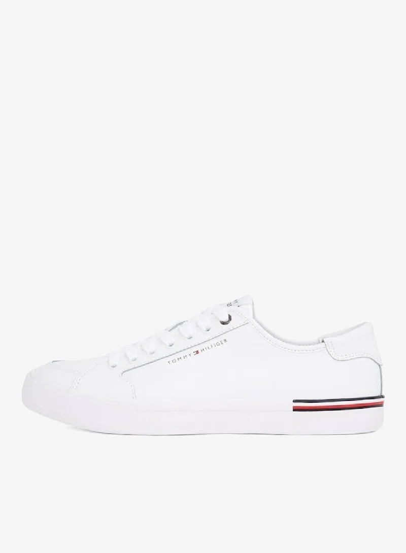 TOMMY HILFIGER White Core Vulcanised Leather Sneakers for Men | Best Price UAE