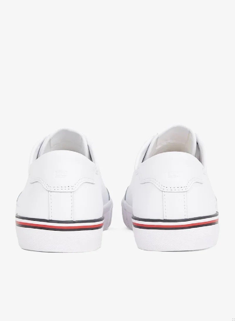TOMMY HILFIGER White Core Vulcanised Leather Sneakers for Men | Best Price UAE