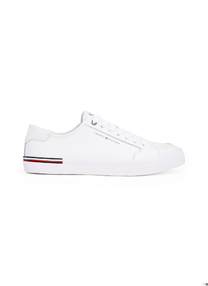 TOMMY HILFIGER Men's Debossed Logo Trainers - Leather, White