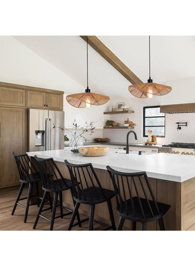 Sumkyle Rattan Pendant Light Fixture, Boho Pendant Light for Kitchen Island, Rustic Farmhouse Chandelier Light Fixture, Woven Hanging Lamp Fixture for Dining Room Bedroom Hallway Foyer Nursery Kitchen - Image 4