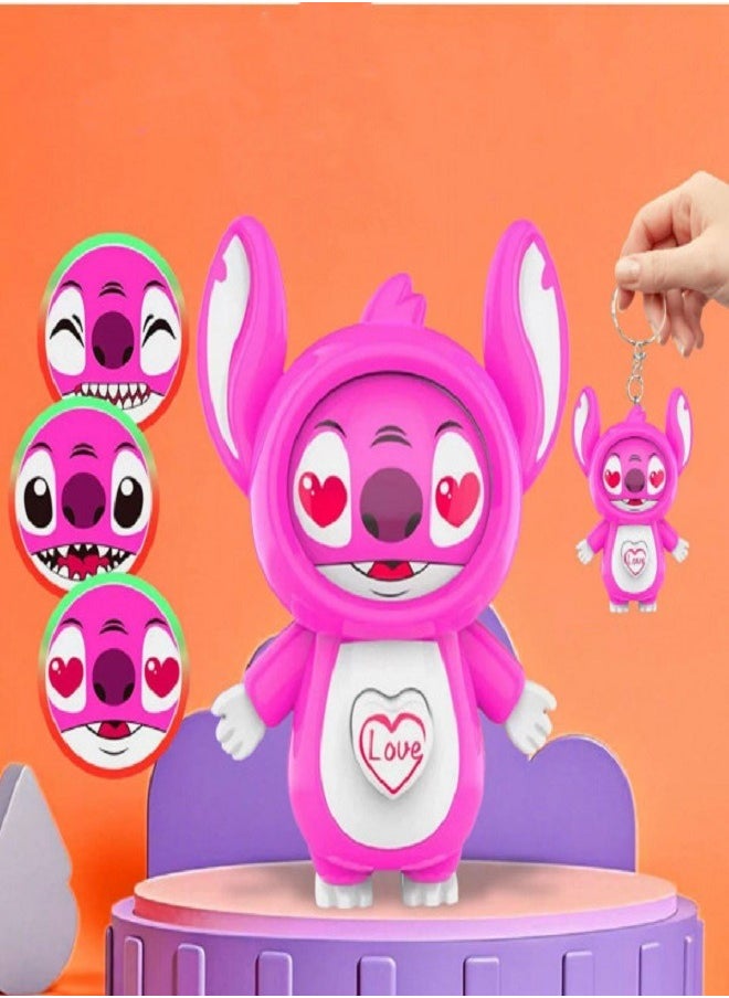 STITCH Face-Changing Expression Doll Keychain, Stitch Character Design, Stress Relief Toy (Pink)  - Image 2