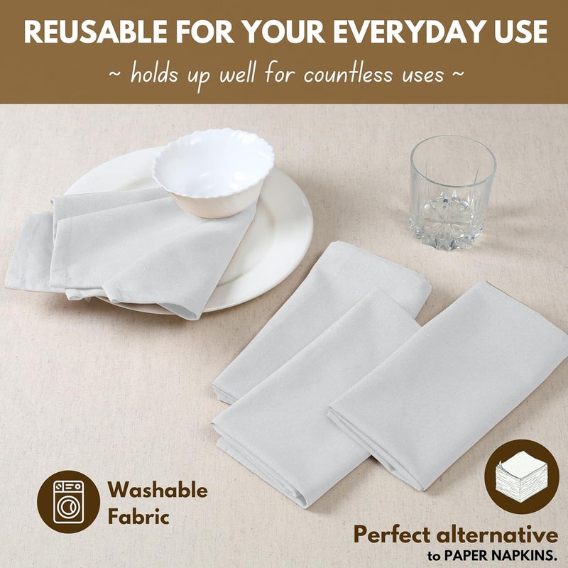 Native Fab Cloth Napkin Set of 12 100 Cotton Washable Fabric Reusable Cloth Napkin 17x17 inches Table Decor Napkins for Wedding Dinner Events  White - Image 2