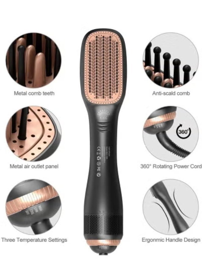 Denx 2-in-1 Hot Air Brush for Hair Drying, Straightening & Volumizing | 1200W-1500W Power | 3 Adjustable Heat & Speed Settings | Max Temperature 155°C | Oval Barrel Design for Easy Styling | Lightweight Blow Dryer Brush for All Hair Types – Model DX1353 - Image 3