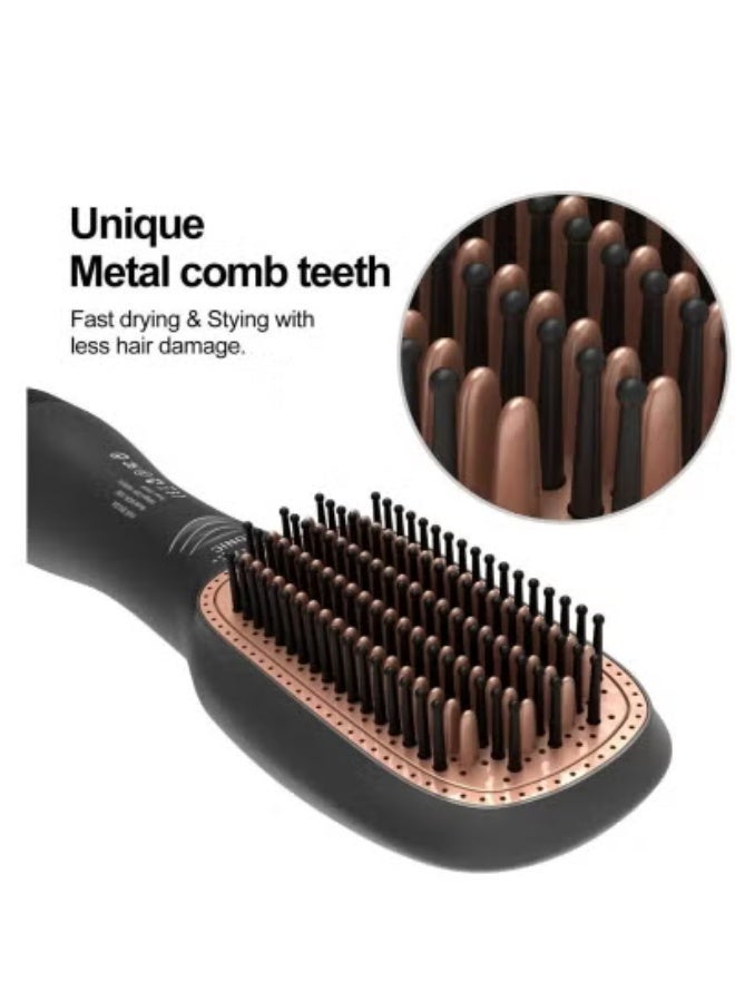 Denx 2-in-1 Hot Air Brush for Hair Drying, Straightening & Volumizing | 1200W-1500W Power | 3 Adjustable Heat & Speed Settings | Max Temperature 155°C | Oval Barrel Design for Easy Styling | Lightweight Blow Dryer Brush for All Hair Types – Model DX1353 - Image 1