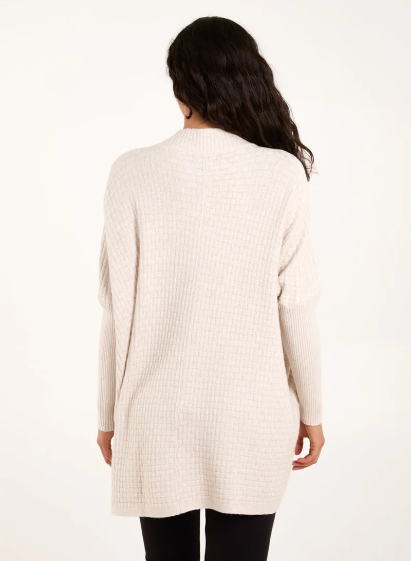 Blue Vanilla Basket Weave High Neck Jumper