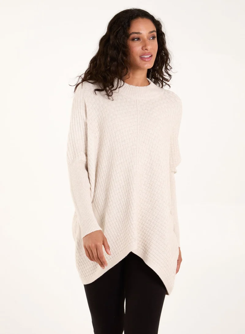 Blue Vanilla Basket Weave High Neck Jumper