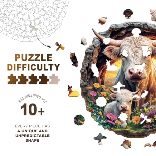Purdicra Wooden Puzzles for Adults Cattle Family Wooden Jigsaw Puzzle Unique Animal Shaped Wood Puzzles Adult Christmas Birthday Gifts for FriendsFamily Home Decor 134 134in 295pcs - Image 5
