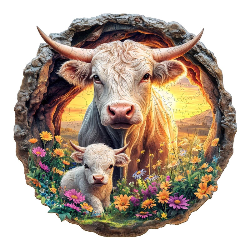 Purdicra Wooden Puzzles for Adults Cattle Family Wooden Jigsaw Puzzle Unique Animal Shaped Wood Puzzles Adult Christmas Birthday Gifts for FriendsFamily Home Decor 134 134in 295pcs - Image 3