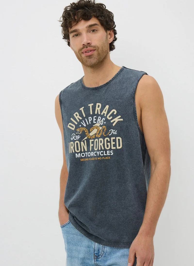 Matalan Dark Washed Acid Printed Vest