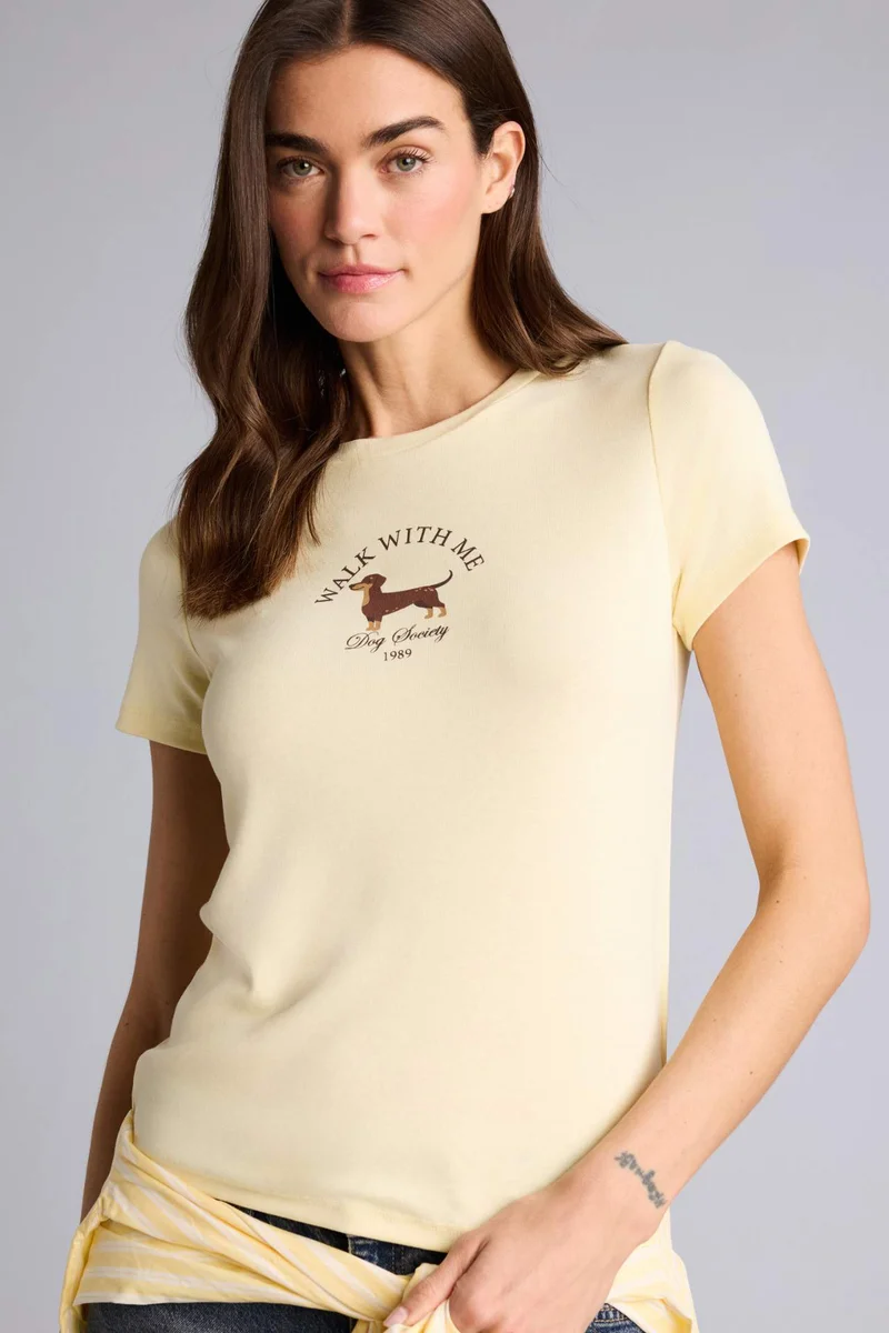 DeFacto Regular Fit Crew Neck Slogan Ribana Short Sleeve T-Shirt