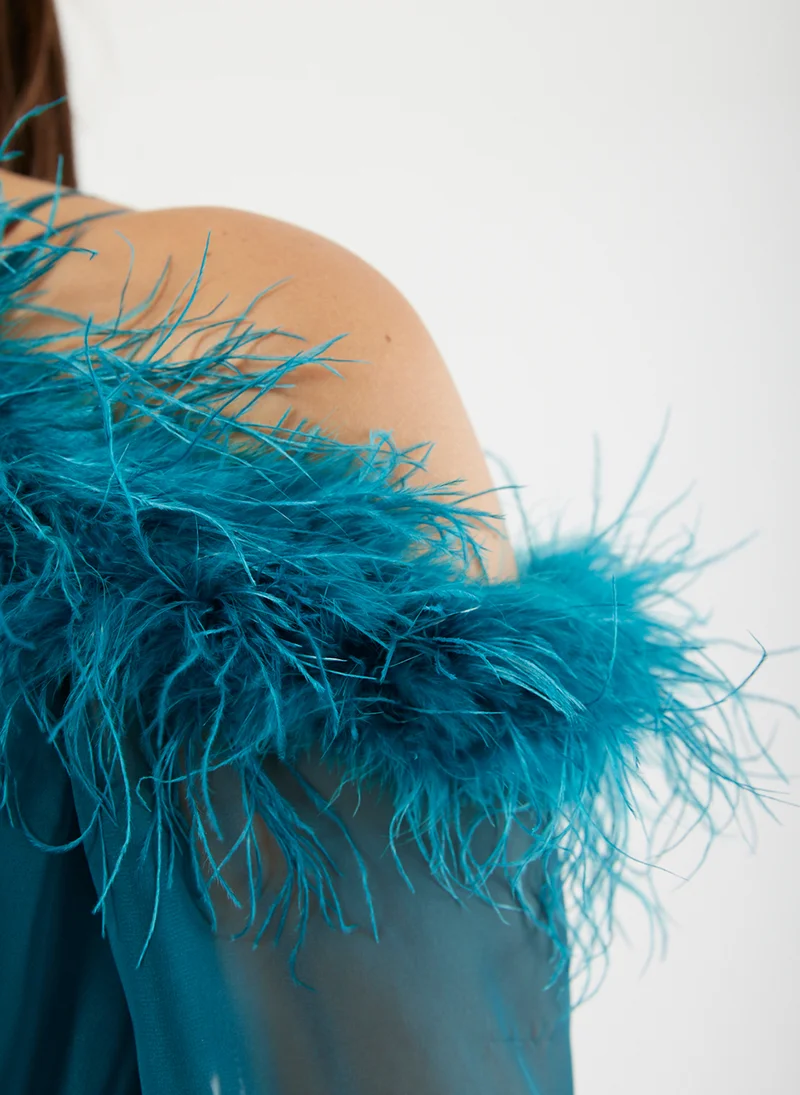 Amri Feather Trimmed Dress