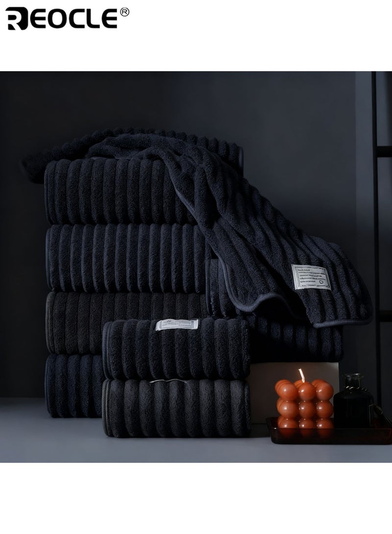 REOCLE 3pcs Super Absorbent Towel Set Quick-Drying Comfortable Bathing Towel Bath Towel Machine Washable Soft Coral Velvet Perfect for Home Hotels Spas Salons - Image 5