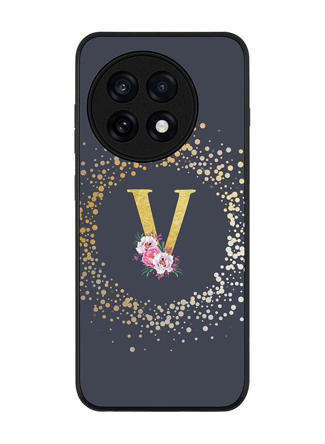Stylizedd For OnePlus 13R / Ace 5 Pro Case,Slim fit Camera Protection, Shockproof Thin Phone cover  - Custom Monogram Floral - V  (Grey )