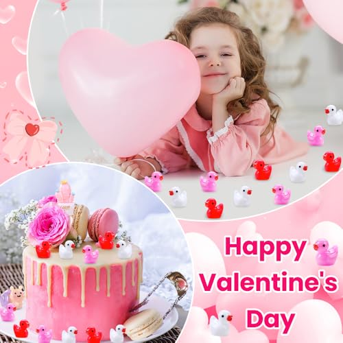 DULEFUN 150pcs Valentines Mini Resin Ducks Valentines Day Small Little Resin Ducks Bulk to Hide Tiny Miniature Ducks Figures for Dollhouse Micro Garden Landscape Decoration Craft Party Favors Toys - Image 5
