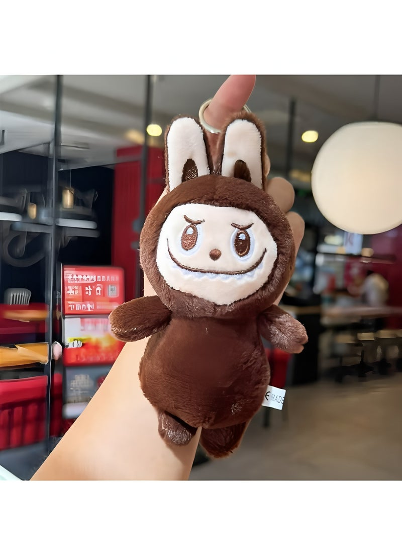 New Labubu Plush Toy Keychain Charm Gift frown rag dark brown