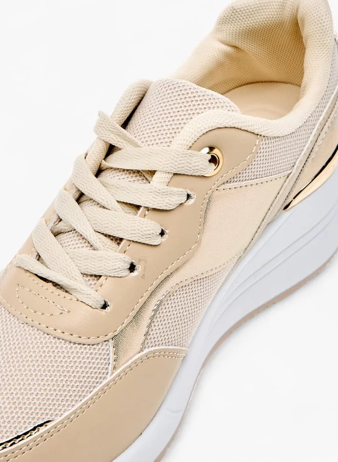 Flora Bella By Shoexpress Women Panelled Sneakers with Lace-Up Closure