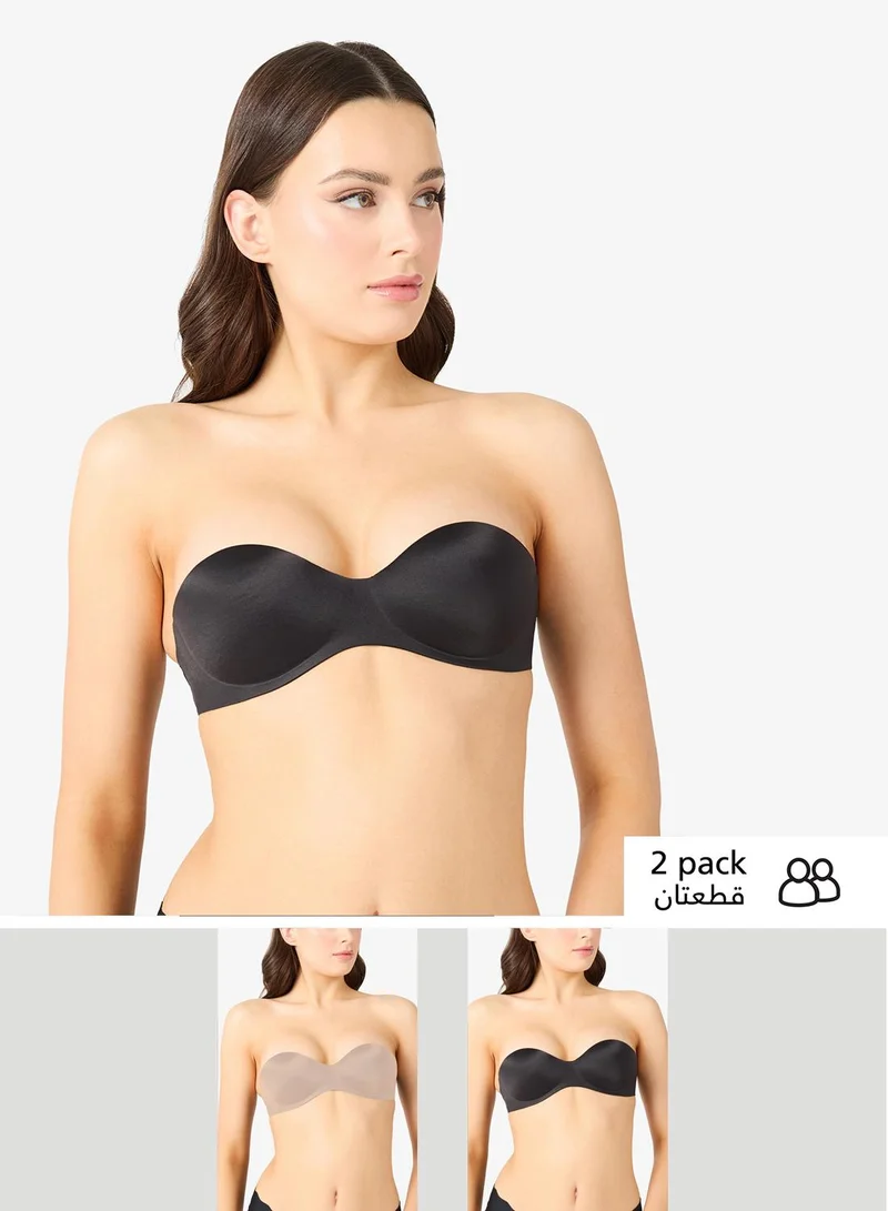 Ginger 2PC Seamless Non Wired Padded Push Up Bandeau Bra