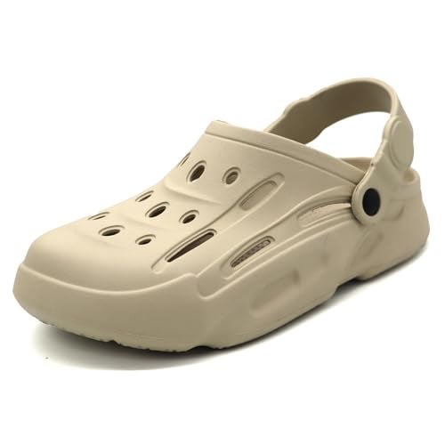 SVAAR Men Premium Comfortable Clogs || Effortless All-Day Ease with Supportive Back Strap Sandals Beige, 7 UK - Image 1