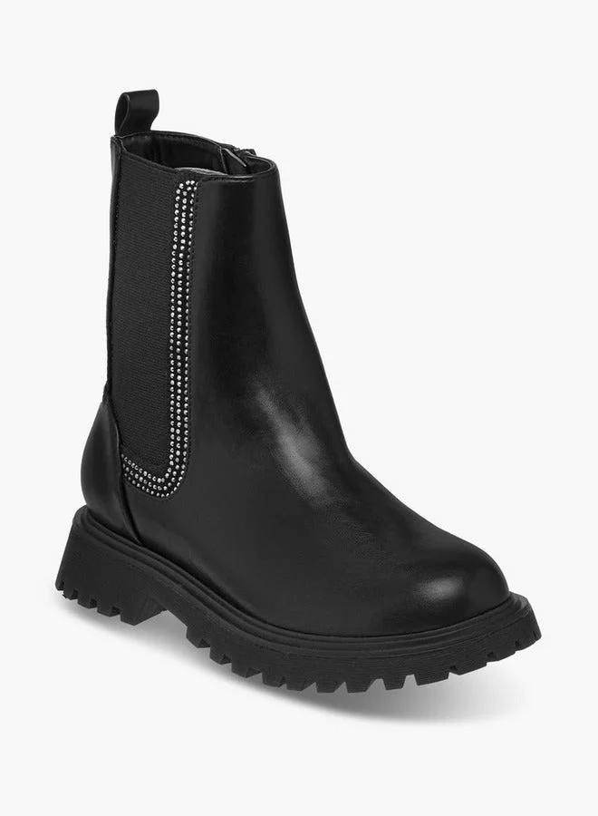 ليتل ميسي أحذية برقبة عالية مزينة بسحاب ومقابض سحب