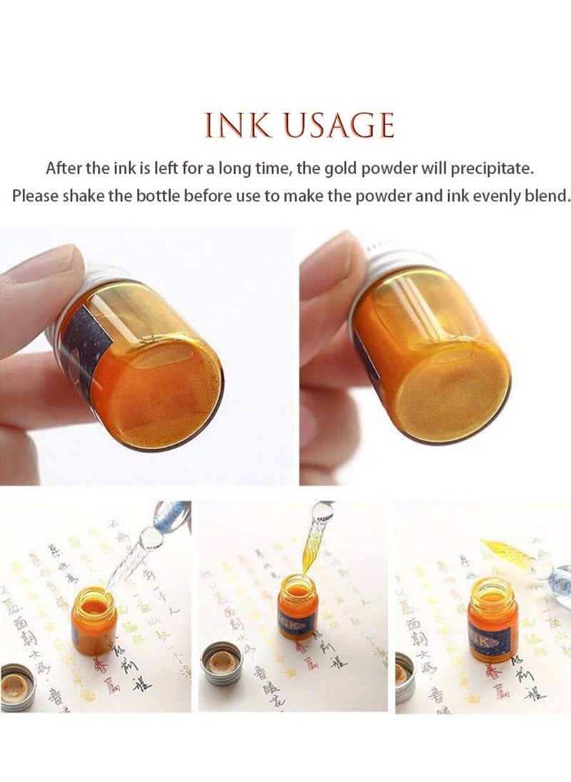 Generic Crystal Dip Calligraphy Pen Set, 18 Pcs 14 Color Inks, Pen Holder, Cleaning Cup, 2 Crystal Glass Pens for Art, Writing, Drawing, Signatures, Gift for Kids and Artist  - Image 5