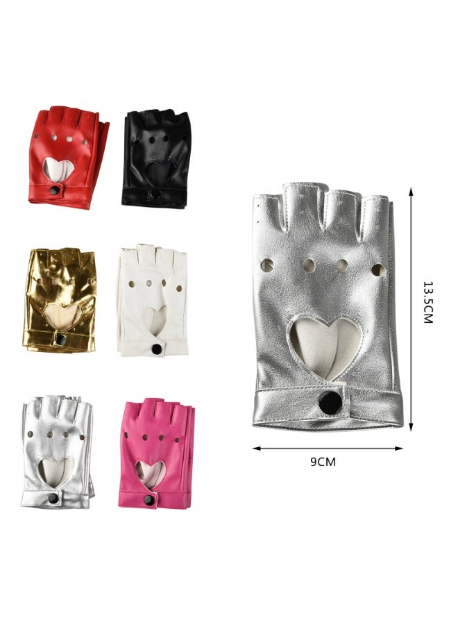 قفازات الحب نصف الإصبع أداء قفازات الهيب هوب النسائية مقاس واحد عرض المشي مقترن بقفازات مجوفة نسائية (وردي أحمر) - Image 2