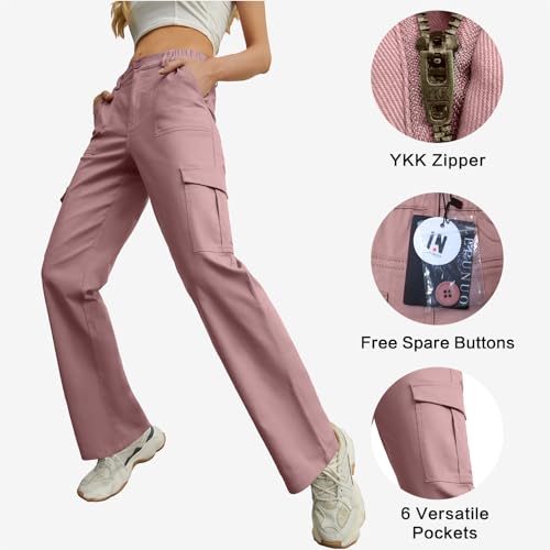 Lepunuo Cargo Pants for Women High Waisted Casual Pants Baggy Stretchy Wide Leg Y2K Streetwear with 6 Pockets Purple Gray - Image 4