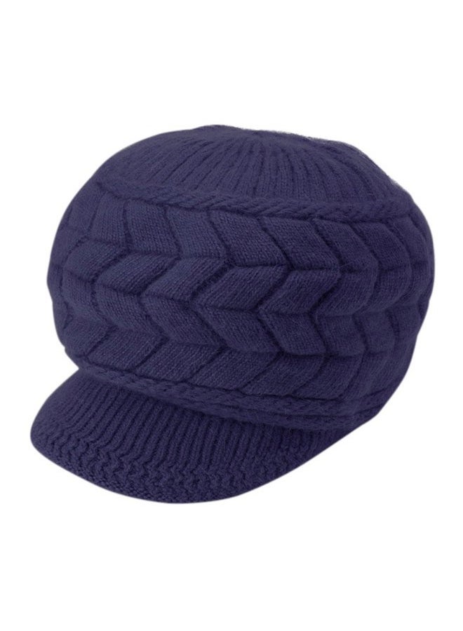HINDAWI Womens Winter Hat Warm Knit Wool Ski Snow Caps With Visor Navy - Image 3