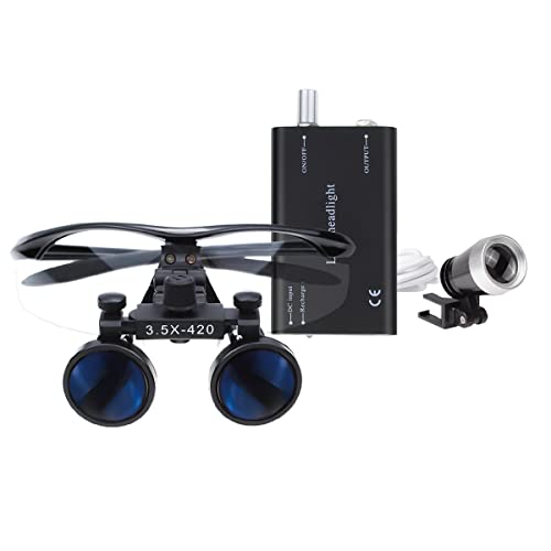 Aphrodite New 3.5x 420mm Surgical Binocular Loupes +Head Light Lamp +Aluminum Box(Black) - Image 2