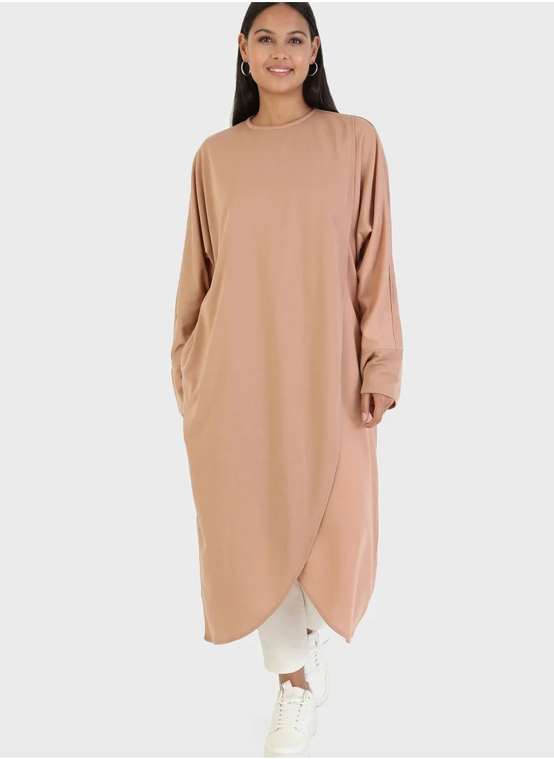 Modanisa Crew Neck Pocket Detail Tunic
