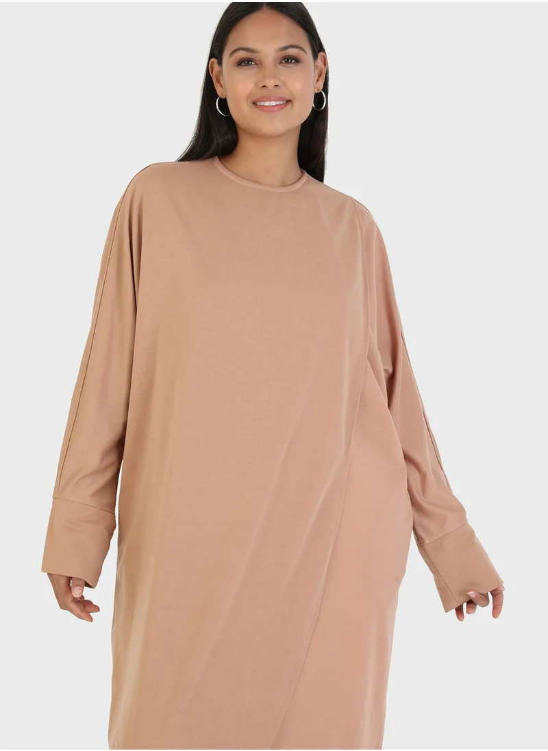 Modanisa Crew Neck Pocket Detail Tunic