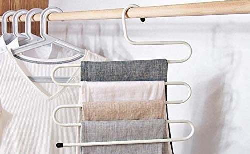 Everbuy Iron Stainless Steel s Multi-Layered Pants Rack, Pants Hanger Rack Multifunction S-Type Magic Pants Rack Lengthened (Multicolor, Pack of 4) - Image 2