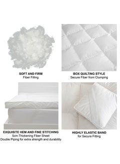 Hotel Linen Klub Deyarco Soft Comfort Super King Mattress Topper - 85GSM Microfiber 1 cm Stripe Super Soft Fabric - 500GSM Soft, Firm ,and Extra Thick Fibersheet with 4 sides Elastic Bands-Size: 200 x 200cm ,White  - Image 4