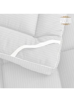 Hotel Linen Klub Deyarco Soft Comfort Super King Mattress Topper - 85GSM Microfiber 1 cm Stripe Super Soft Fabric - 500GSM Soft, Firm ,and Extra Thick Fibersheet with 4 sides Elastic Bands-Size: 200 x 200cm ,White  - Image 5