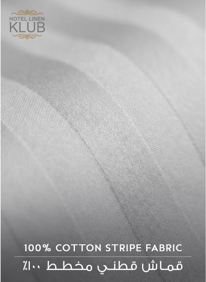 Hotel Linen Klub Super King Mattress Topper 200 x 200 cm –  Microfiber Stripe Super Soft Fabric, 500GSM Soft, Firm & Extra Thick Fiber Sheet with Highly Elastic Bands, White - Image 5