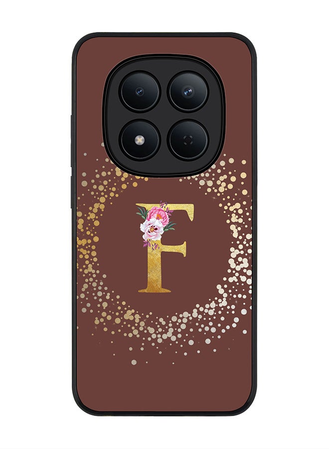 Stylizedd For Xiaomi Redmi Note 15 Pro 5G Case,Slim fit Camera Protection, Shockproof Thin Phone cover  - Custom Monogram Floral - F  (Brown ) - Image 1
