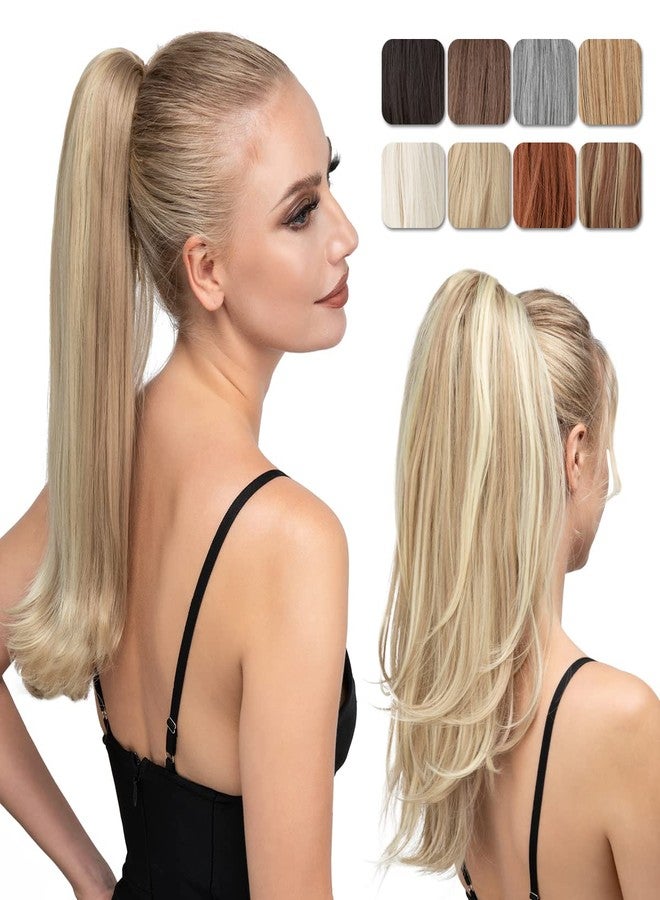 YOUNGWAYS Clip in Ponytail Extension Dirty Blonde 18 Inch Pony Tails Hair Extensions for Women Long Straight Curly Tail Ponytail Hair piece Synthetic Fake Versatile Pony - Image 1