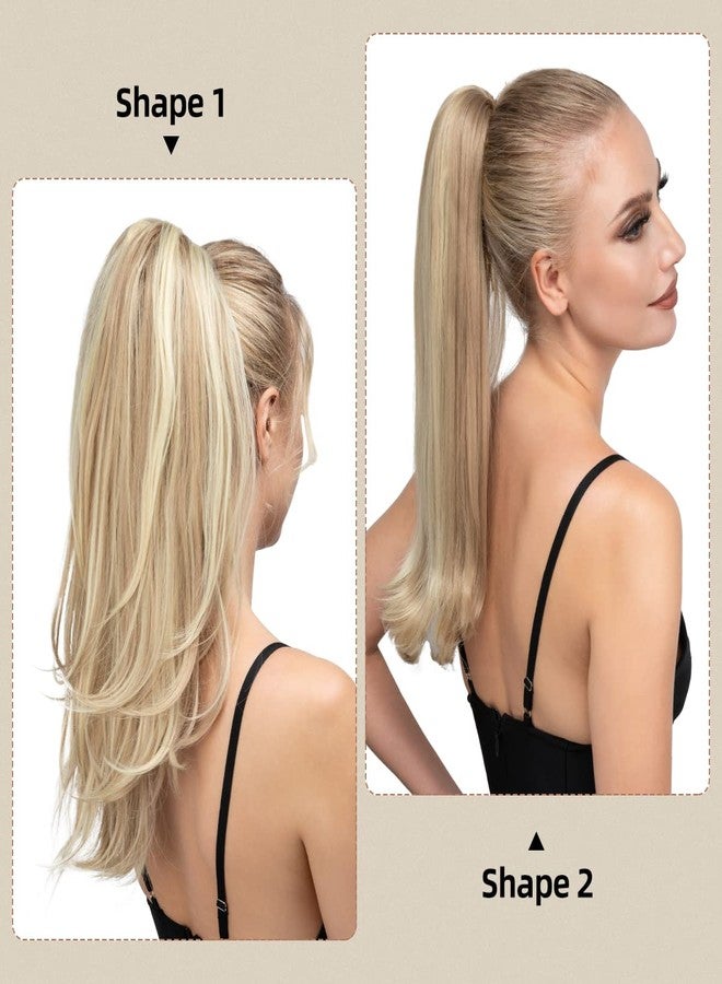 YOUNGWAYS Clip in Ponytail Extension Dirty Blonde 18 Inch Pony Tails Hair Extensions for Women Long Straight Curly Tail Ponytail Hair piece Synthetic Fake Versatile Pony - Image 4